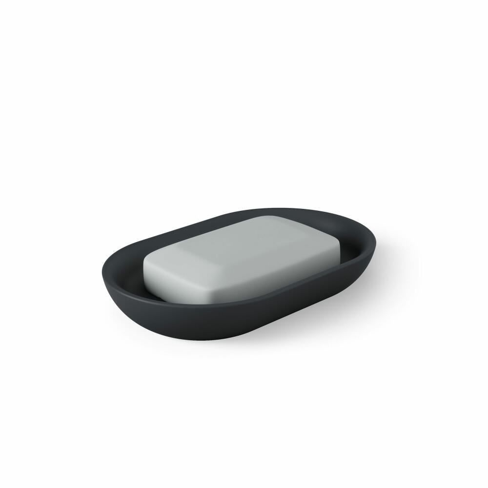 Umbra Junip Bathroom Soap Dish, Soap Tray, Soap Holder, Black, Resin, Oval, 1013454-040