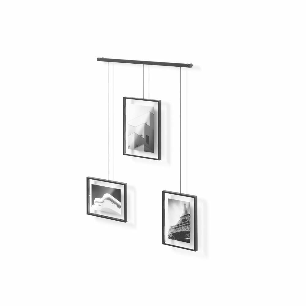 Umbra picture frame set Exhibit Photo Collage 3-piece, for 10 x 15 and 13 x 18 cm, steel, glass, black, 1016057-040