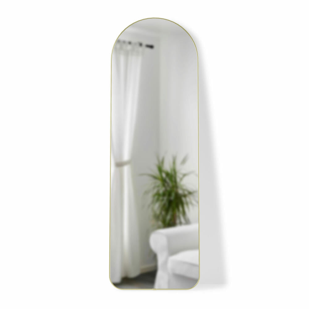 Umbra Hubba Curved Standing Mirror, Mirror, Mirror Glass, Plastic, Brass, 51 x 158 cm, 1017062-104