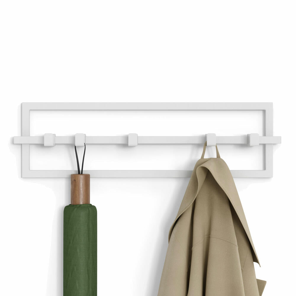 Umbra coat hook Cubiko 5, wall coat rack, coat rack, 5 movable hooks, steel, white, 1016881-660