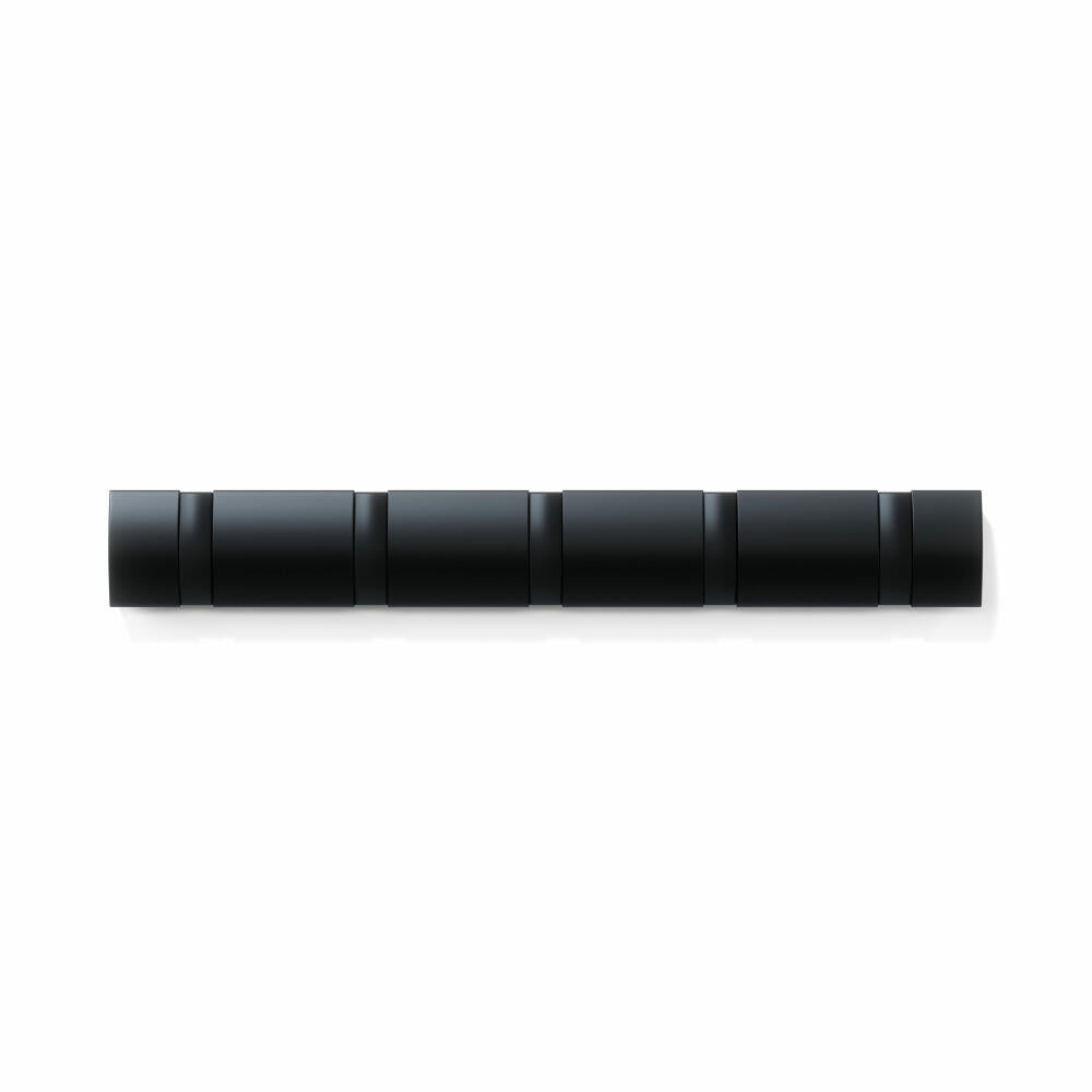 Umbra Flip Coat Rack with 5 Hooks, Hook Rail, Poplar Wood, Black, 318850-040