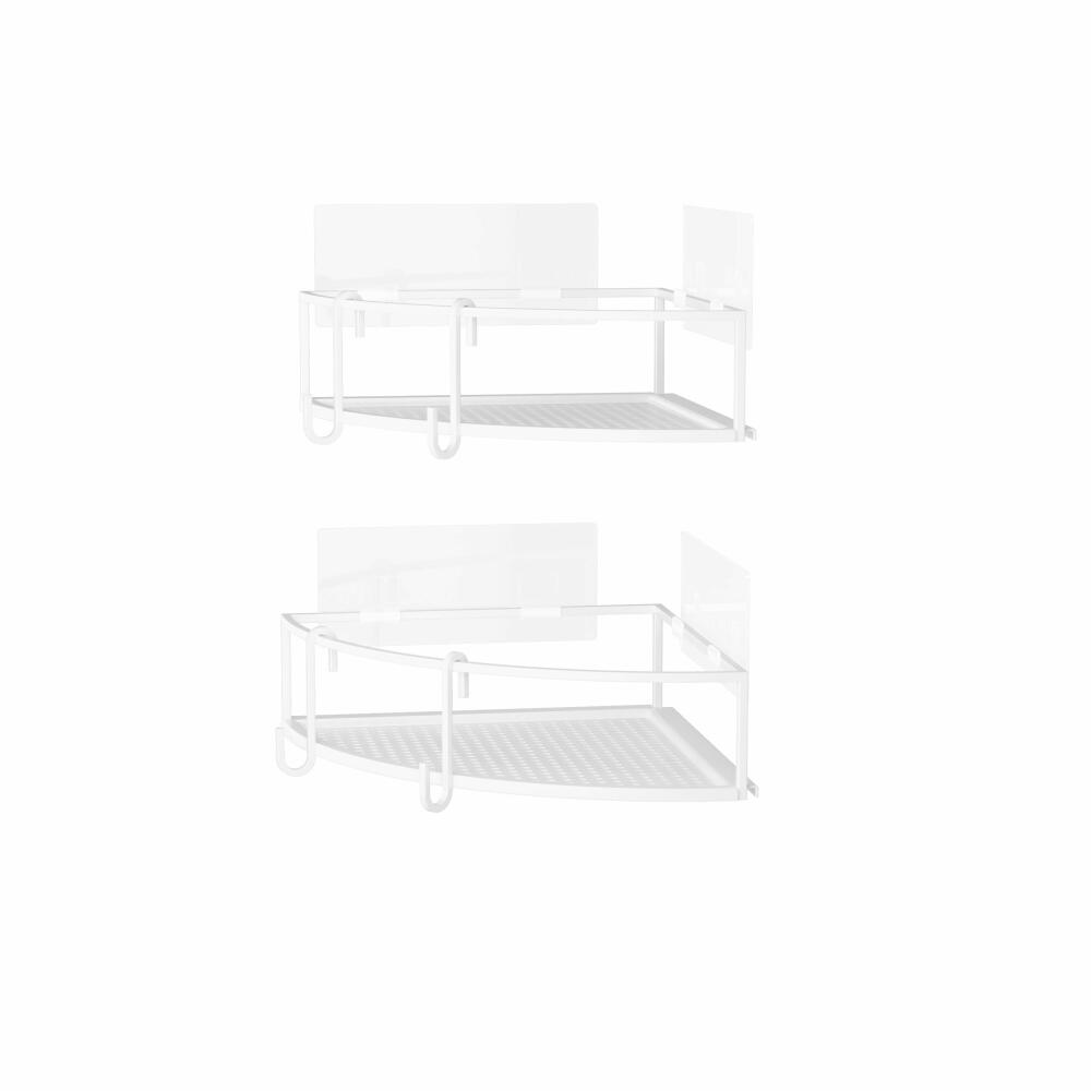 Umbra corner shelf set of 2 Cubiko, shower shelf, no drilling, iron, white, 1018616-660