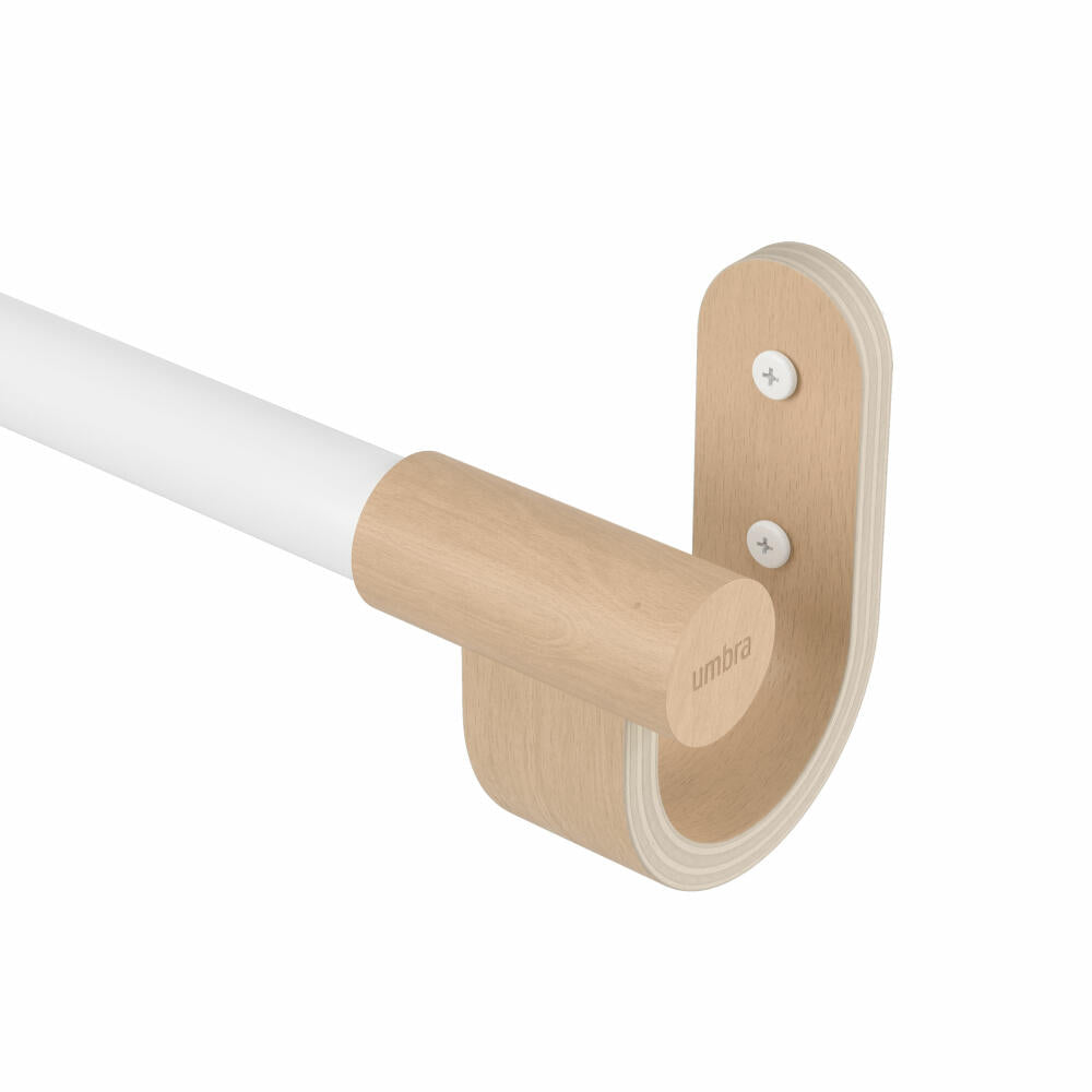 Umbra Telescopic Curtain Rod Bellwood, Curtain Rod, Steel, Wood, White, Natural, 107-305 cm, 1019395-668
