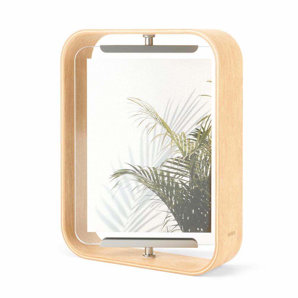 Umbra Bellwood table picture frame, two-sided picture frame, wood, glass, steel, natural, for 10 x 15 and 13 x 18 cm, 1019922-390