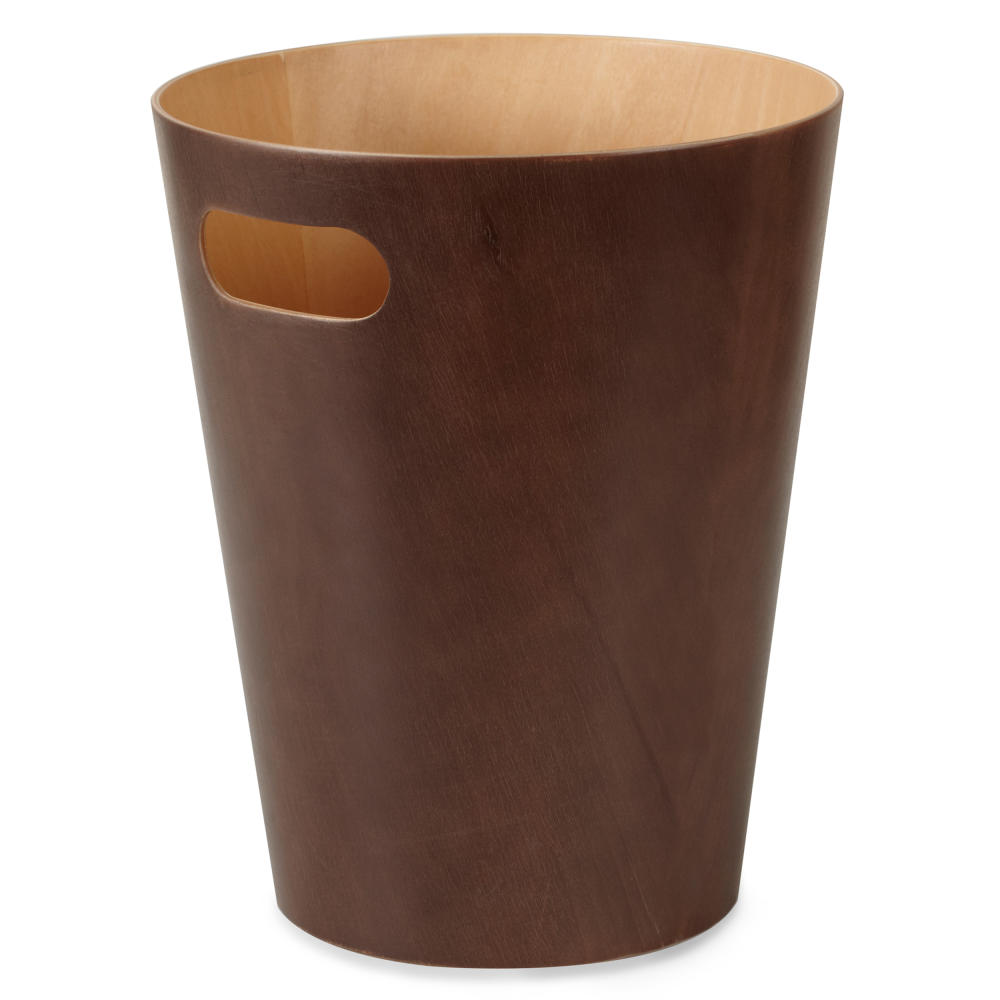 Umbra Cans & Bins Woodrow Trash can with handle, waste bin, garbage collector, wastepaper basket, stained wood, espresso, 082780213