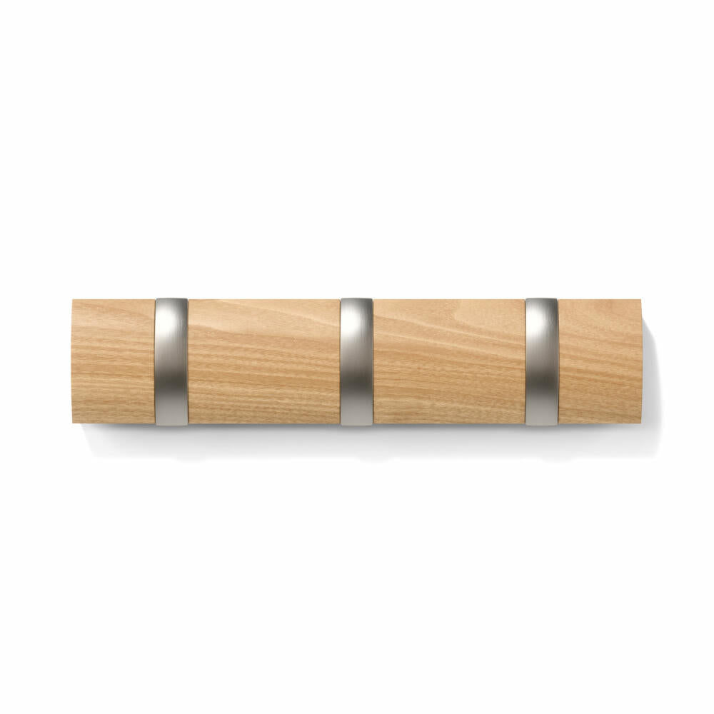 Umbra Flip wall coat rack with 3 hooks, coat rack, natural, 30 x 6 cm, 318853-390