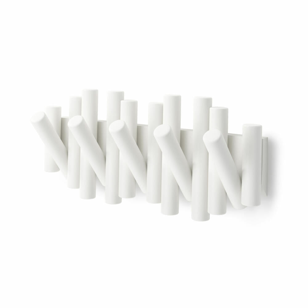 Umbra Picket Coat Rack with 5 Hooks, Wall Mounted Coat Rack, Pinewood, White, 38 x 16.5 cm, 1011471-660