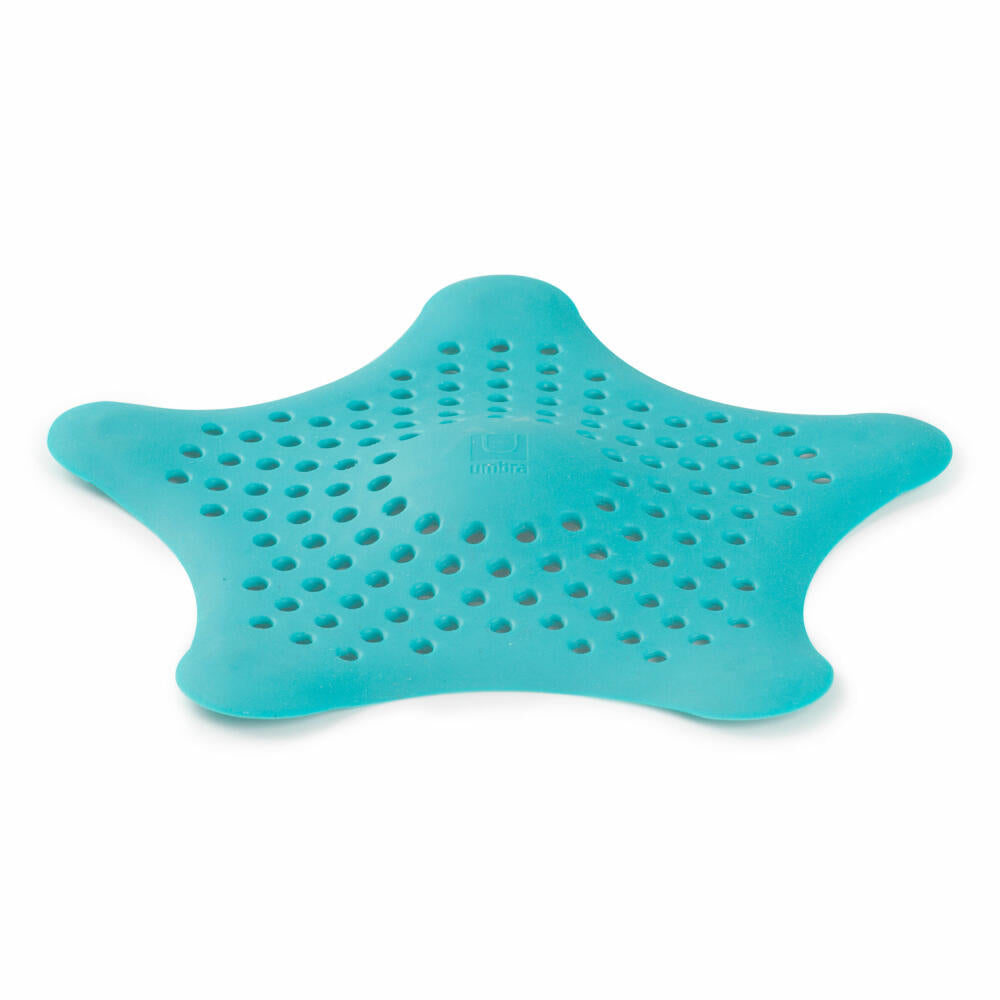 Umbra Bath Starfish hair strainer, hair catcher, hair catcher, drain strainer, sink strainer, with suction cups, plastic, turquoise green, 023014276