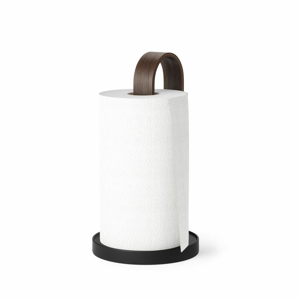 Umbra Küchenrollenhalter Bellwood, Holz, Stahl, Schwarz, Walnuss, 1022358-048