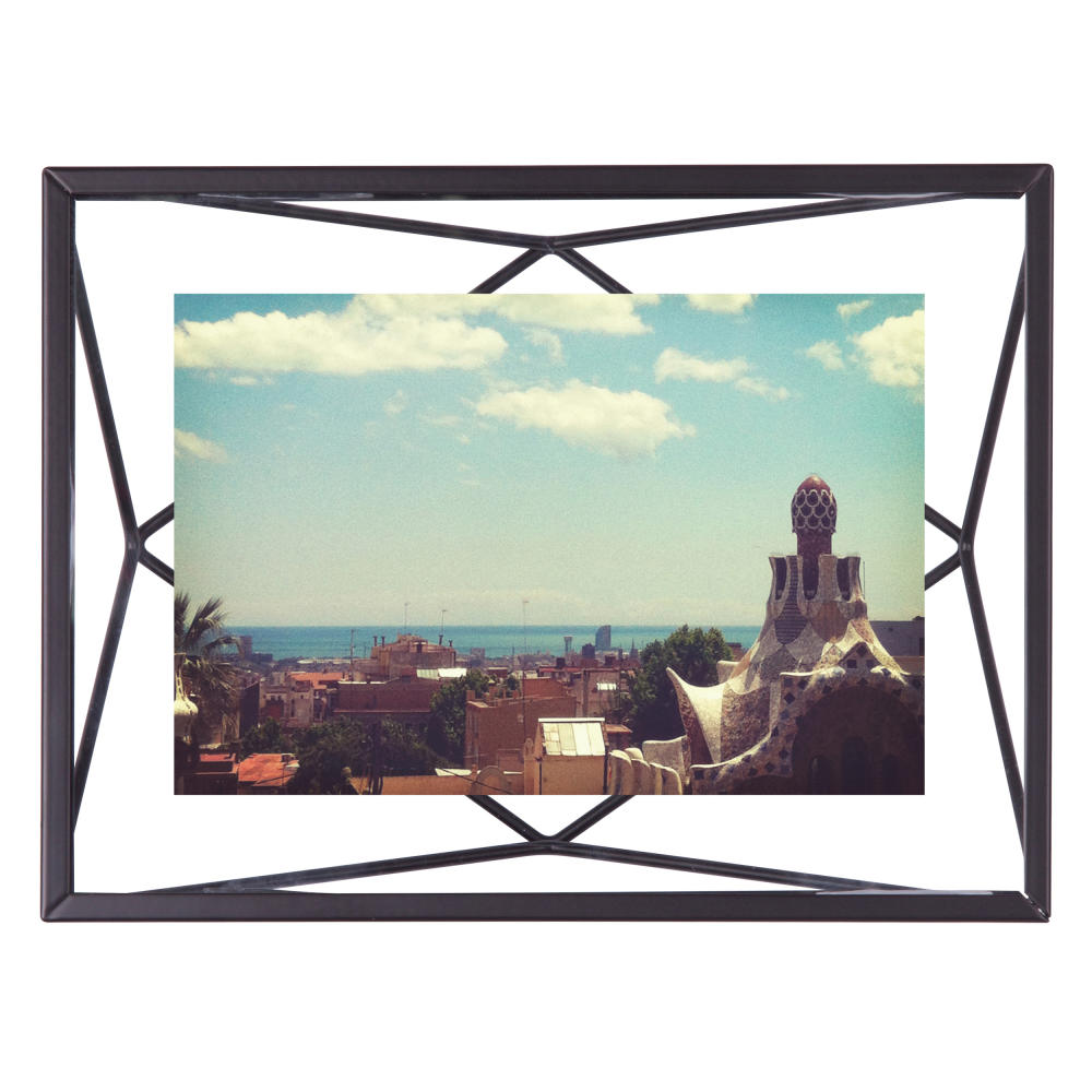 Umbra Photo Display Prisma Bilderrahmen Horizontal Groß, Bilderhalter, Bilderträger, Fotorahmen, Fotohalter, Glas / Metall, Schwarz, 313016040