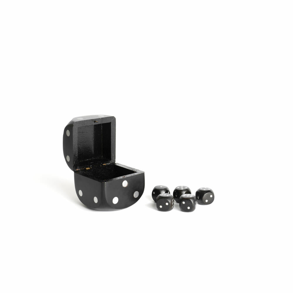 Authentic Models Würfelbox Black Dice Box, mit 5 Würfeln, Würfel, Spielwürfel, Holz / Messing, GR031B