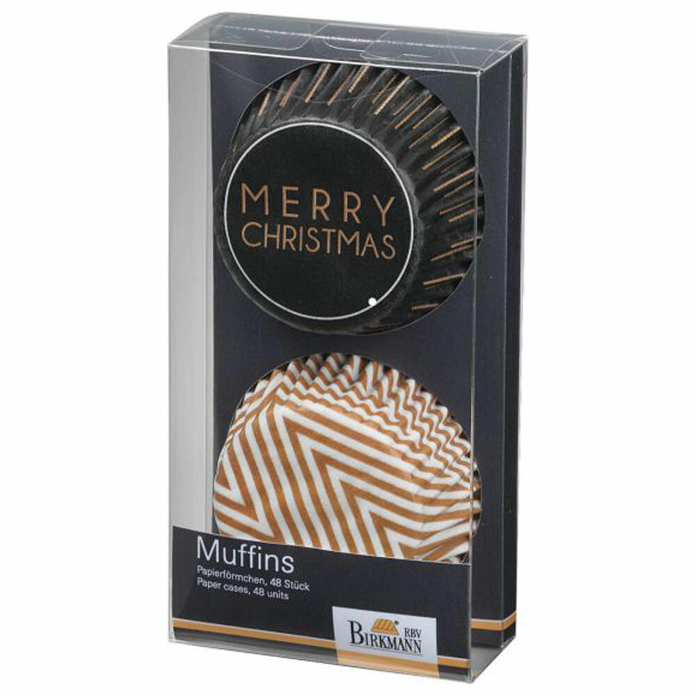 Birkmann Christmas Glamour I Muffin-Papierförmchen, 48 Stück, Cupcakeförmchen, Backförmchen, Papierbackförmchen, Papier, Ø 7 cm, 440722