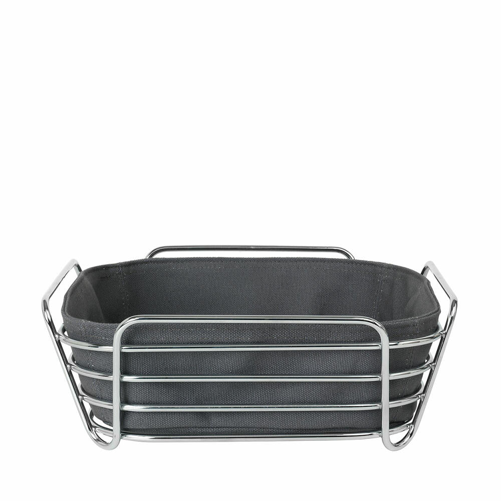 blomus DELARA bread basket, magnet, chrome-plated steel, cotton, H 9.5 cm, W 25 cm, D 25 cm, 63763
