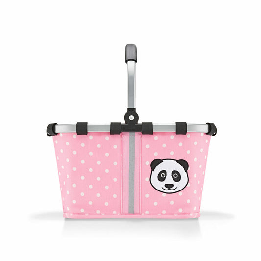 reisenthel carrybag XS kids, shopping basket, basket, picnic basket, carrying bag, polyester fabric, Panda Dots Pink, 5 L, IA3072