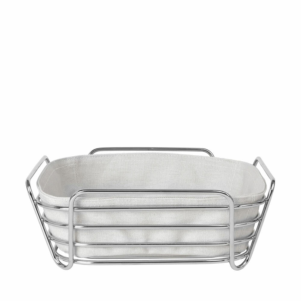 blomus DELARA bread basket, Moonbeam, chrome-plated steel, cotton, H 9.5 cm, W 25 cm, D 25 cm, 63758