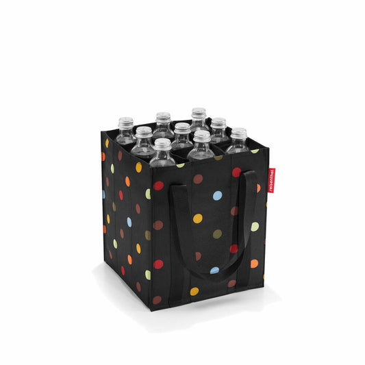 reisenthel bottlebag, bag for 9 bottles, carrying bag for shopping, dots / black with colorful dots, ZJ7009