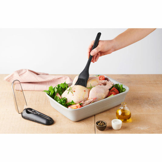 Mastrad Küchenpinsel, Marinierpinsel, Backpinsel, Silikon, Schwarz, 28 cm, F12700