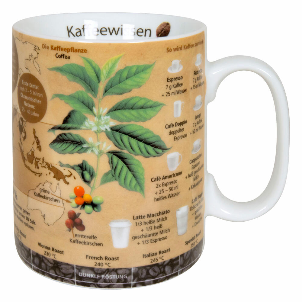 Könitz Wissensbecher Kaffeewissen, Becher, Tasse, Kaffeebecher, Porzellan, Bunt, 490 ml, 11 1 330 2637