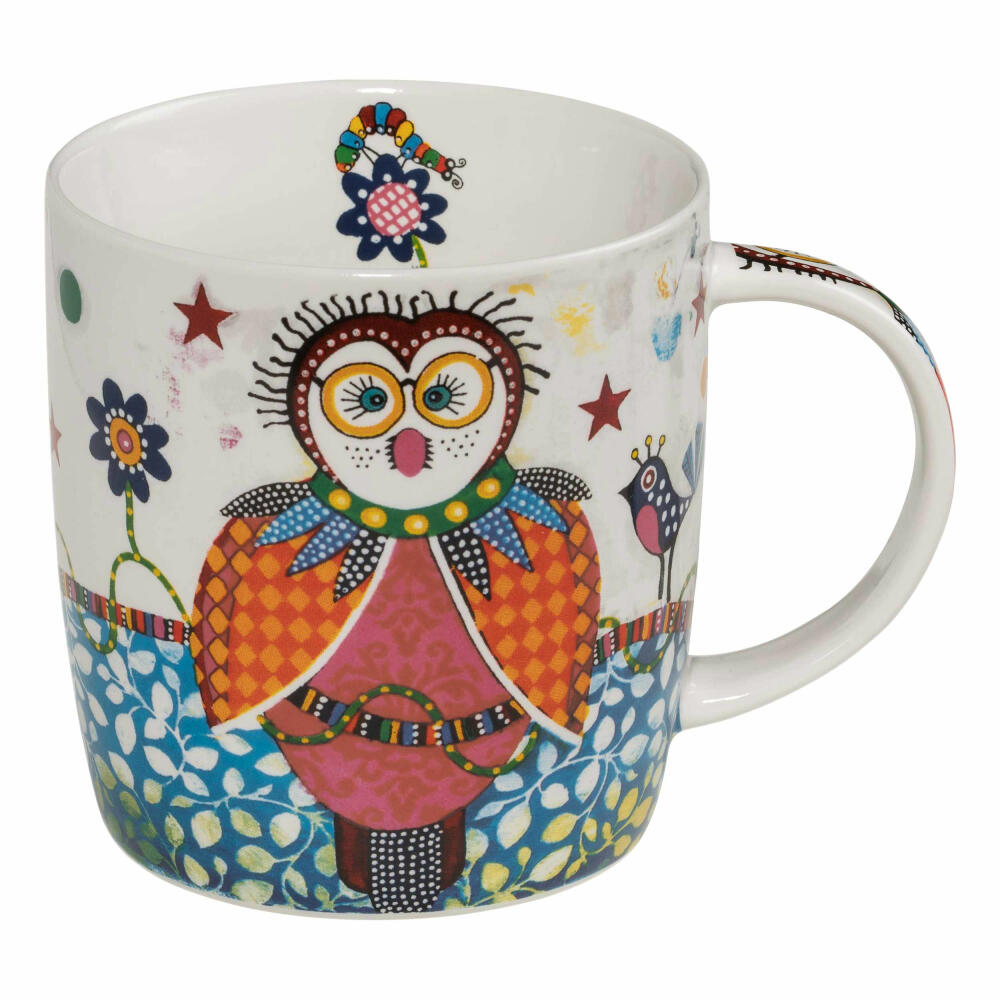 Maxwell & Williams Smile Style Boobook Becher, Tasse, Kaffeetasse, Kaffeebecher, Geschenkbox, Porzellan, Bunt, 400 ml, DI0095