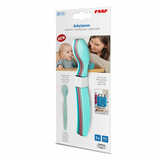 reer BabySpoon feeding spoon, set of 5, baby spoon, baby spoon, with long handle, 23022