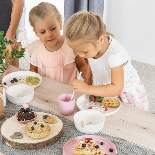 reer Growing tableware set LovelyFriends, 5-piece, children's tableware, plate, spoon, fork, cup, bowl, 22020