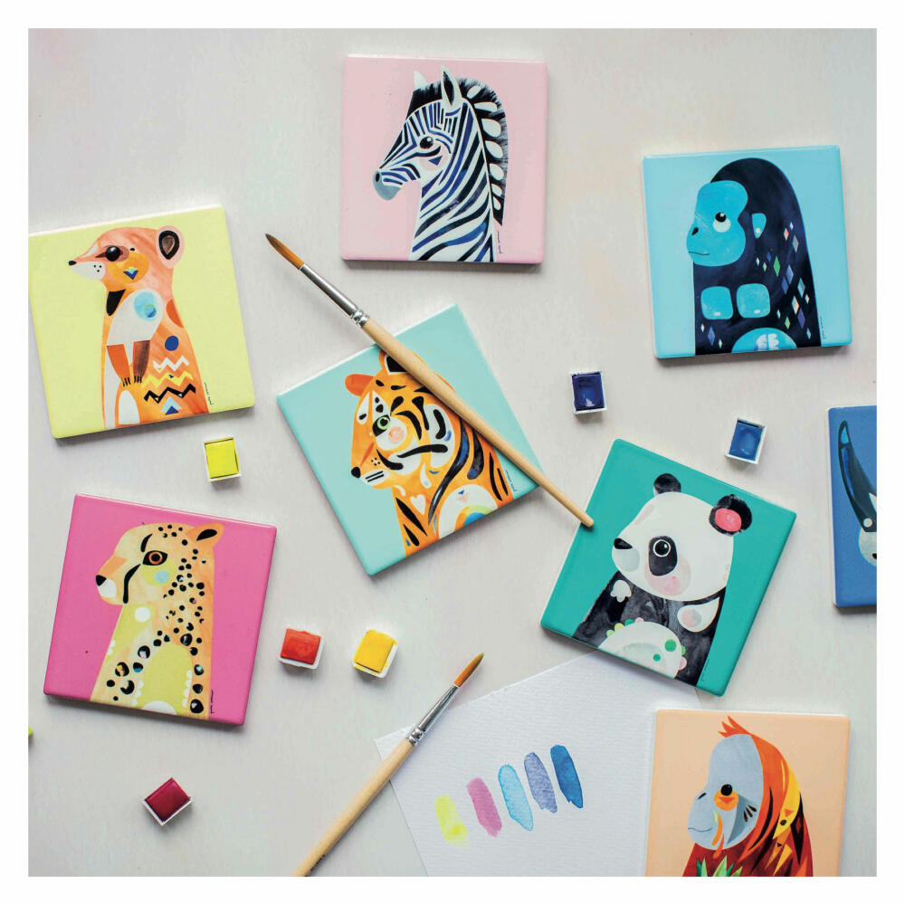 Maxwell & Williams Pete Cromer Untersetzer Tiger, Coaster, Keramik, Kork, Bunt, 9.5 x 9.5 cm, DU0229