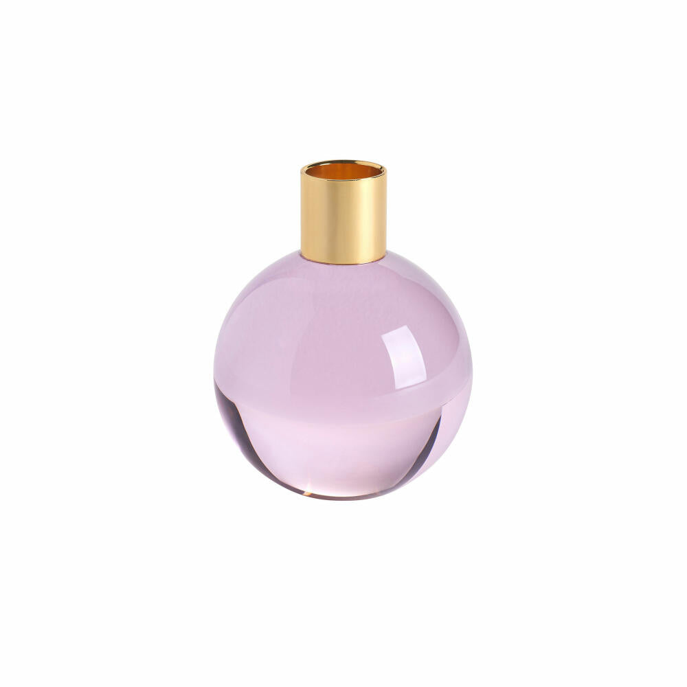 Gift Company Dioptrics candle holder, ball, candlestick, candle holder, crystal glass, pink, H 9.5 cm, 15601013
