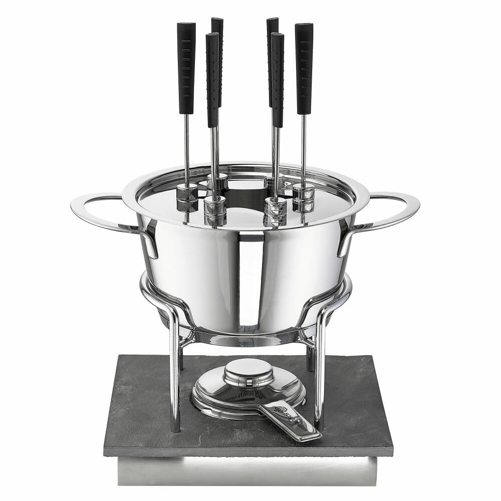 Schulte-Ufer Fondue Gala, with paste burner, chafing dish & forks, meat fondue, stainless steel, Ø 18 cm, 2.2 L, 69093-18