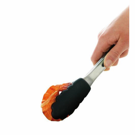 Mastrad kitchen tongs, grill tongs, cooking tongs, kitchen utensil, stainless steel, silicone, black, 26 cm, F16800