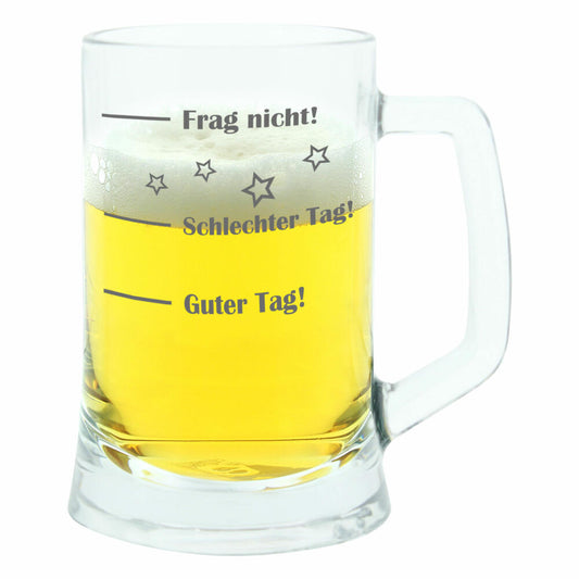 montana: Bierseidel, Guter Tag! Schlechter Tag! Frag Nicht!, Bierkrug, Geschenk Stimmungsglas mit lustiger Gravur, Mood Bier Glas, 500 ml