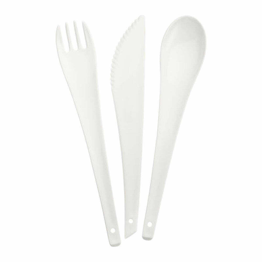 Koziol Rio cutlery set, 3-piece, cutlery set, spoon, fork, knife, plastic, white, 3036525