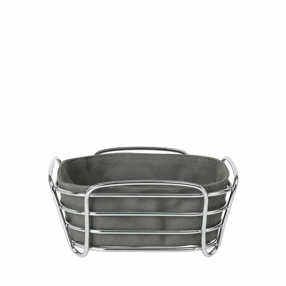 blomus DELARA bread basket, Agave Green, chrome-plated steel, cotton, H 9.5 cm, W 20 cm, D 20 cm, 63756
