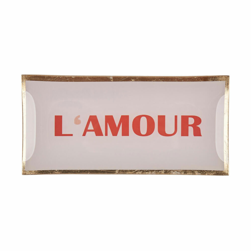 Gift Company glass plate Love Plates L amour, decorative plate, bowl, glass, rose, gold, 10 x 21 cm, 17005012
