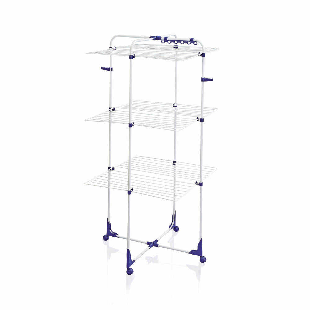Leifheit tower dryer Classic Tower 340, clothes rack, clothes dryer, rotary clothes dryer, white / blue, 81455