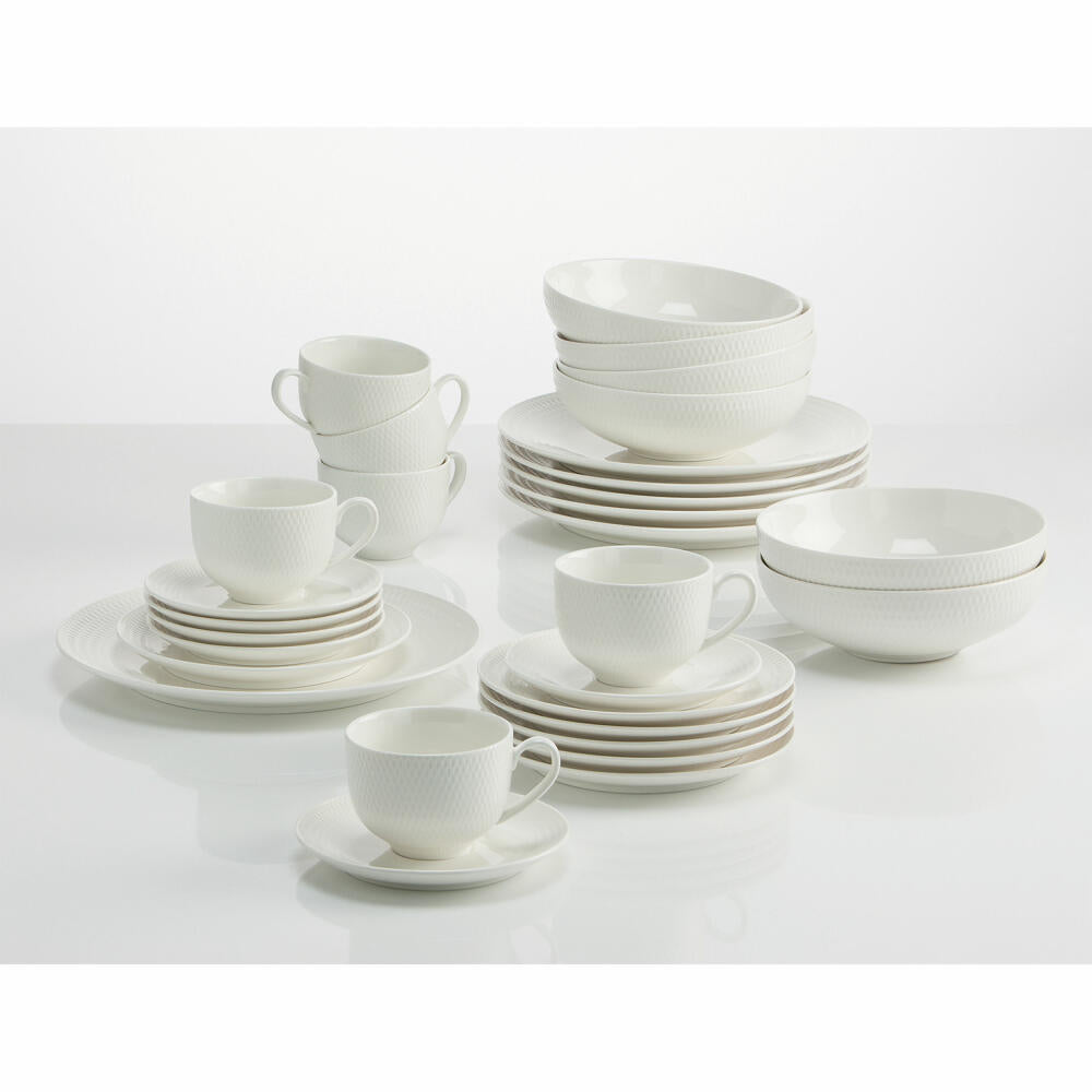 Maxwell & Williams Diamonds Kaffee- und Tafelset, 30-tlg., Kaffeeservice, Service, Tafelservice, Geschenkbox, Porzellan, DV0068