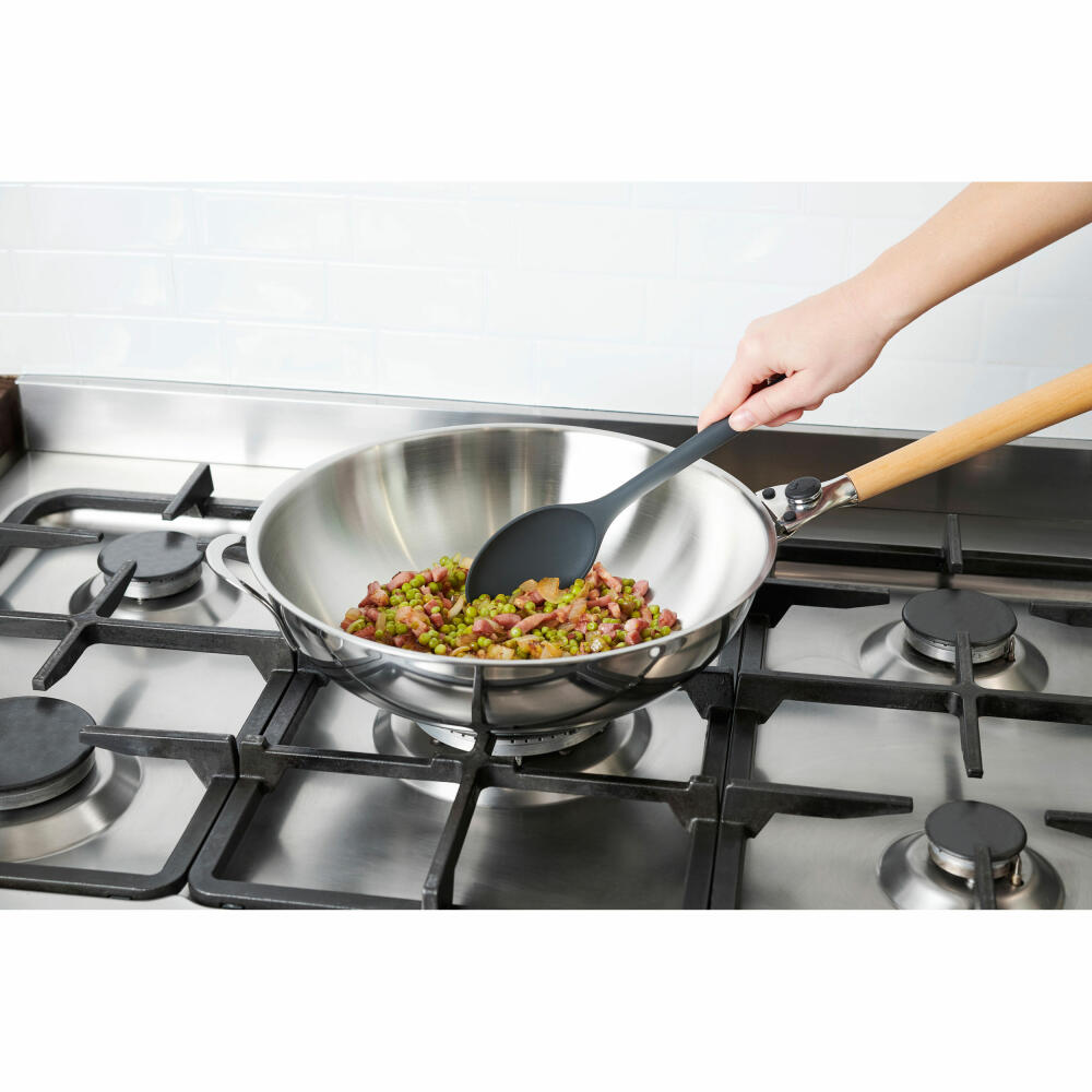 Mastrad Silicone Cooking Spoon, Kitchen Spoon, Spoon, Kitchen Utensil, Black, F10600