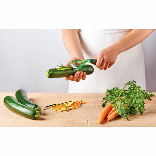 Mastrad Elios Plus Julienne Paring Knife, Vegetable Cutter, Kitchen Cutter, Peeler, Plastic, Inox Steel, Green, F20468