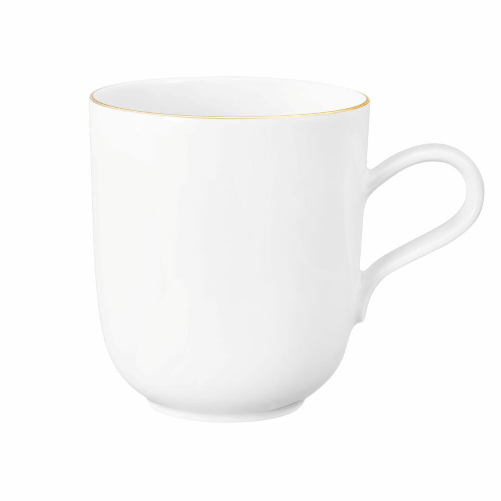 Seltmann Weiden Liberty mug, coffee mug, tea cup, cup, porcelain, white with gold rim, 400 ml, 001.765033