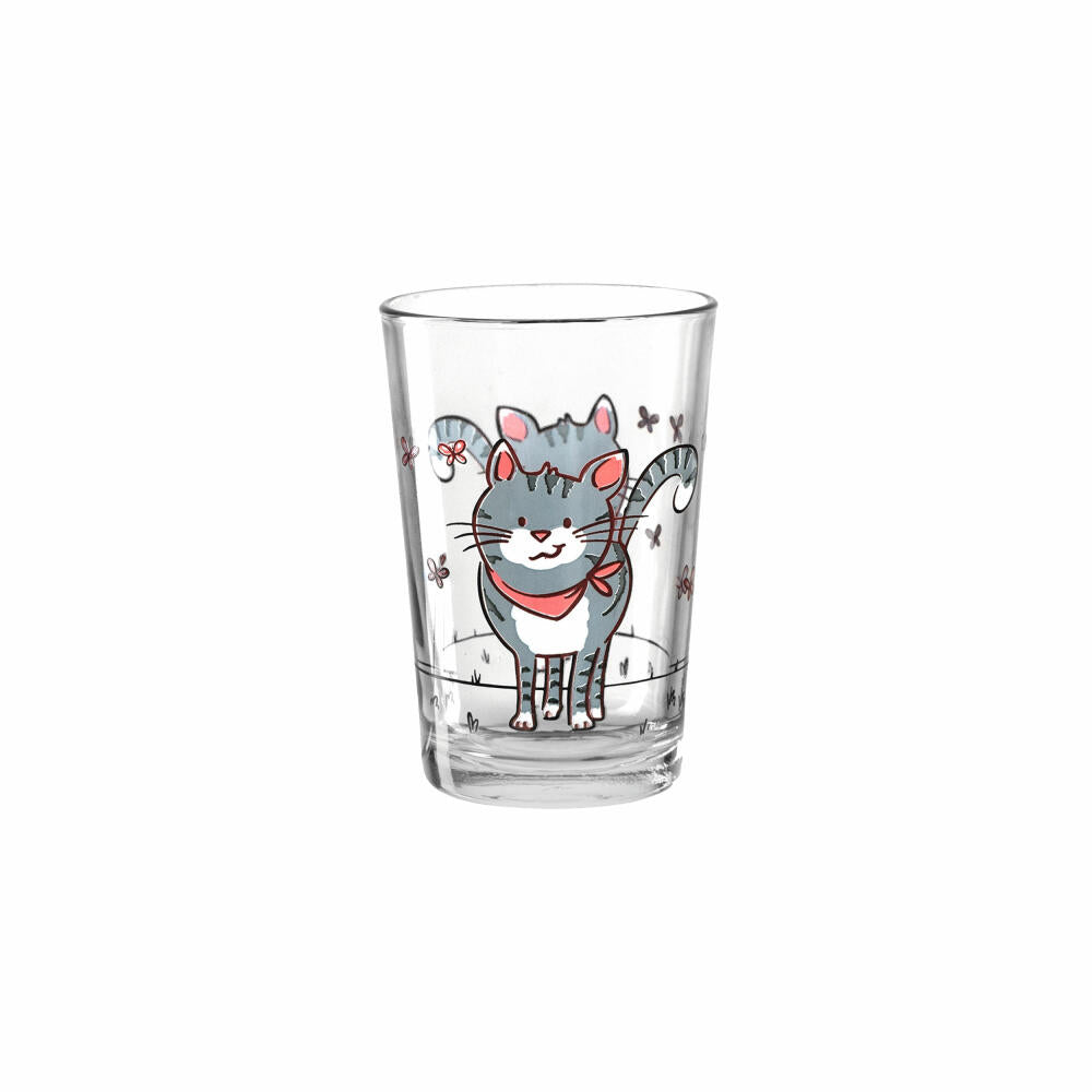montana Trinkglas :kids Katze, Kinderbecher, Kalk-Natron-Glas, Mehrfarbig, 210 ml, 021085