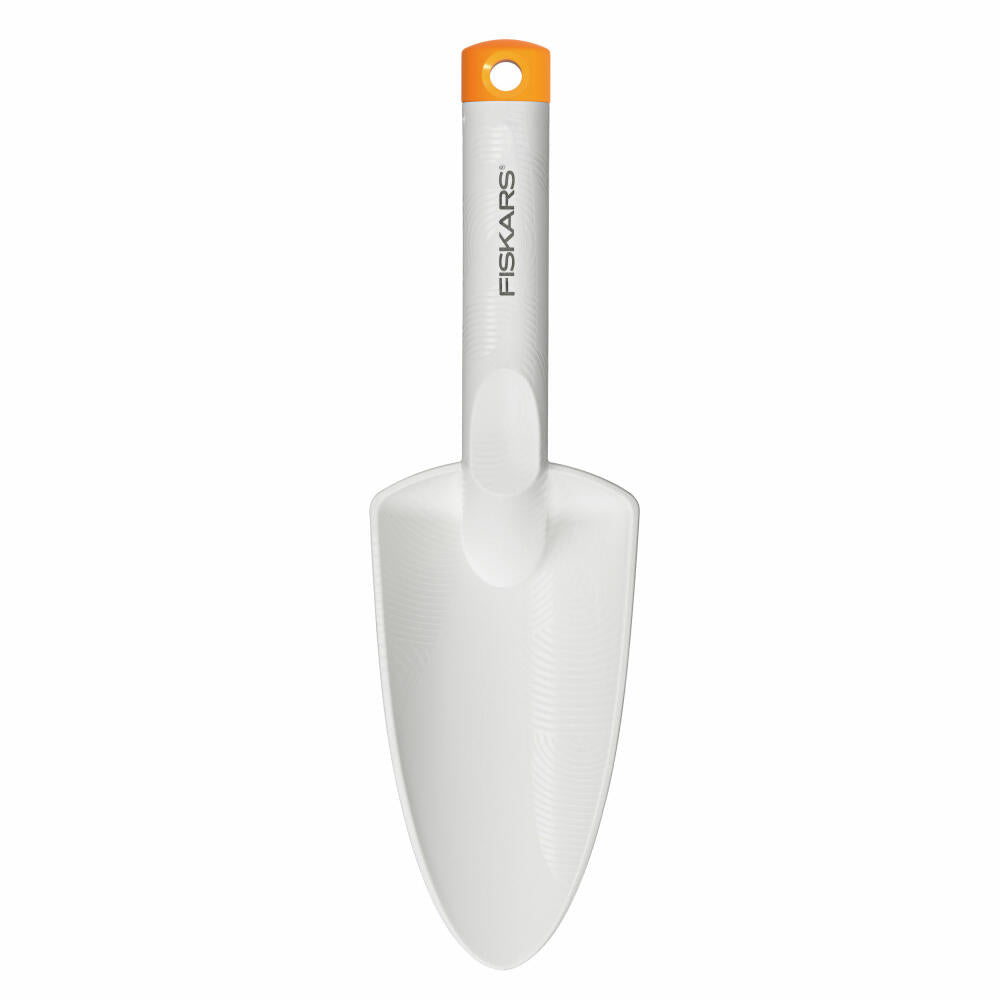Fiskars Light Blumenkelle, Blumenschaufel, Beetkelle, Pflanzkelle, Glasfaserverstärkter Kunststoff, Weiß, Orange, 1027032