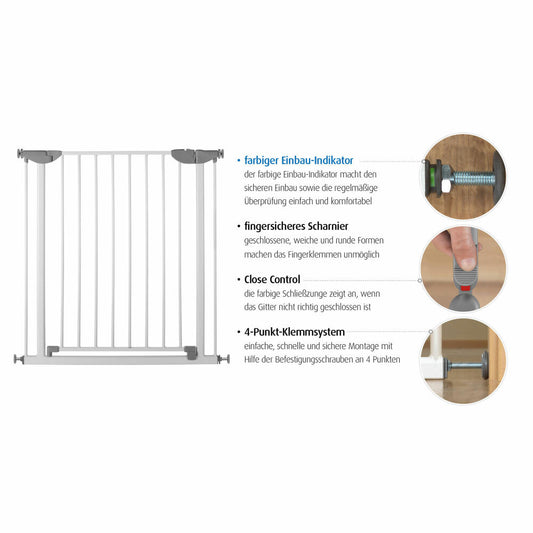 reer Klemmgitter Basic Metall, Türgitter, Treppengitter, Treppenschutzgitter, Schutzgitter, Breite 74 - 80.7 cm, 46730