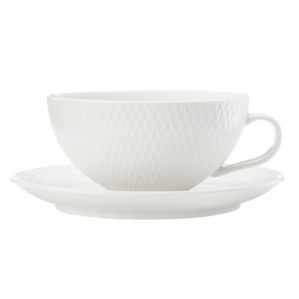 Maxwell & Williams Diamonds Tasse mit Untertasse, Rund, Kaffeetasse, Hartporzellan, Weiß, 250 ml, DV0067