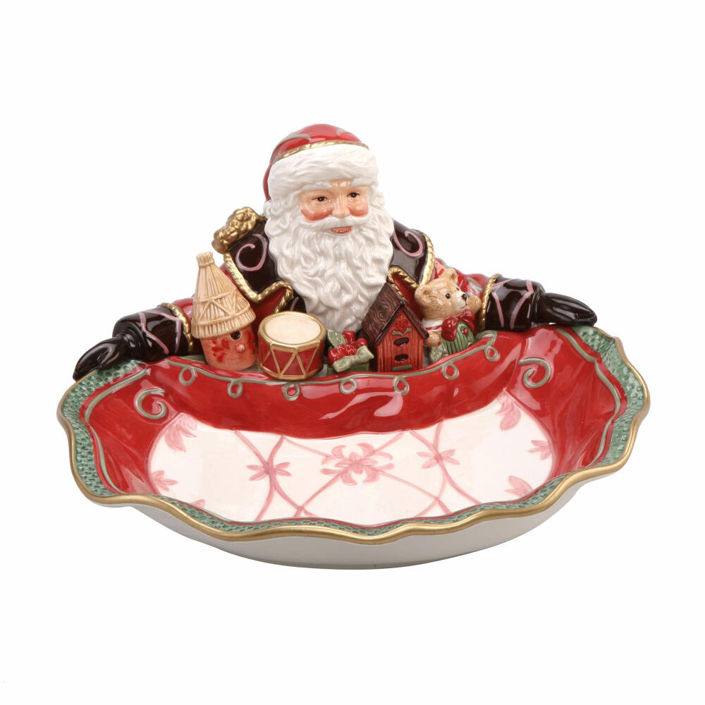 Goebel Schale Santa Präsentiert, Fitz & Floyd Christmas Collection, Steingut, Bunt, 51001541