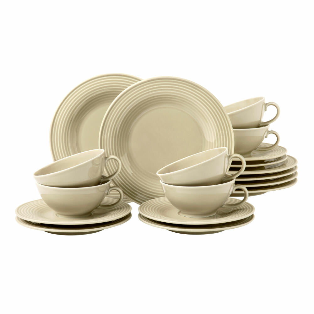 Seltmann Weiden Beat Teeservice Klein, 18-tlg., Tee Service, Geschirrset, Geschirr Set, Porzellan, Sandbeige, 001.766284