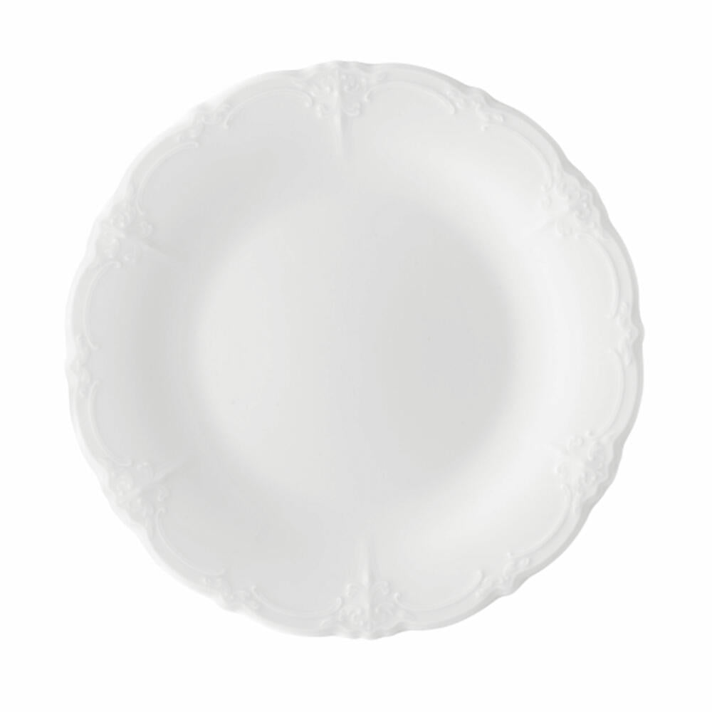 Hutschenreuther Baronesse Speiseteller mit Fahne, Estelle Weiß, Porzellan, 25 cm, 10025