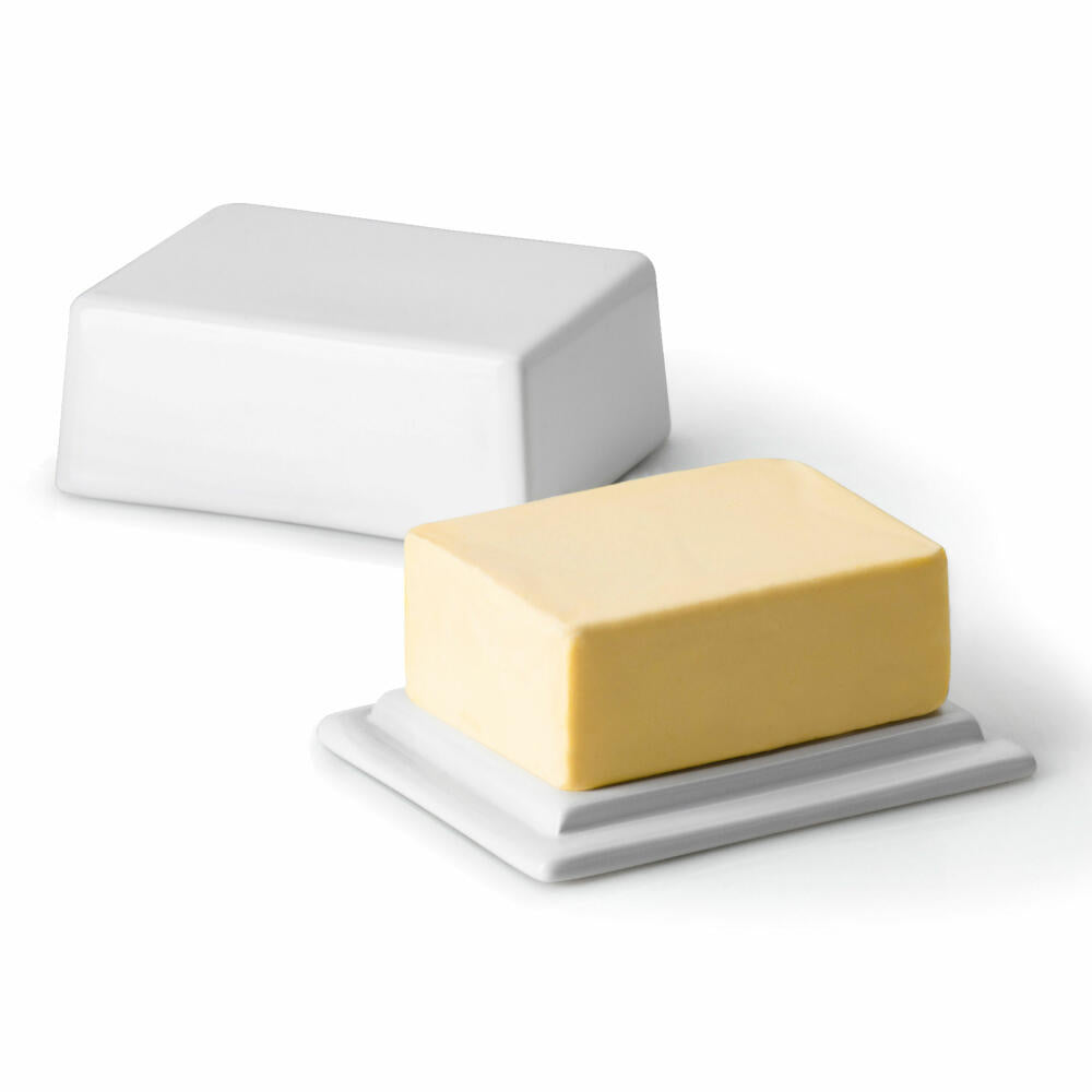 Continenta Butterdose, für 250 g Butter, Butter Dose, Butteraufbewahrung, Butterschale, Butterbehälter, Keramik, Weiß, 3926