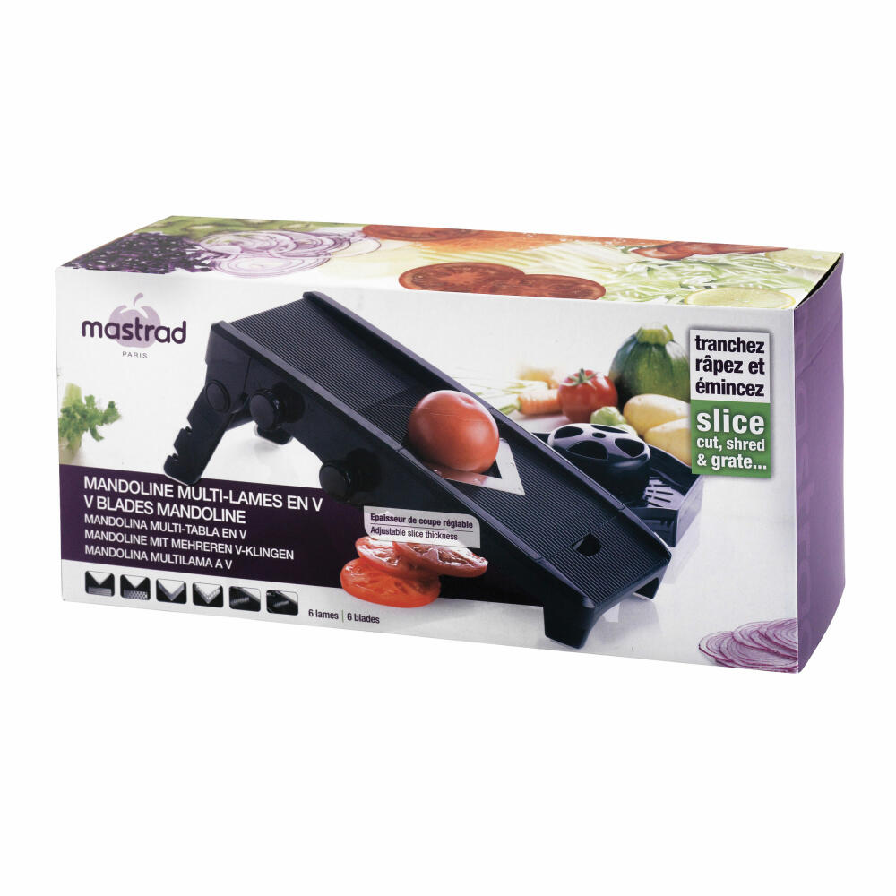 Mastrad Mandoline with V-Blades, Kitchen Cutter, Chopper, Slicer, Plastic, Black, F20900
