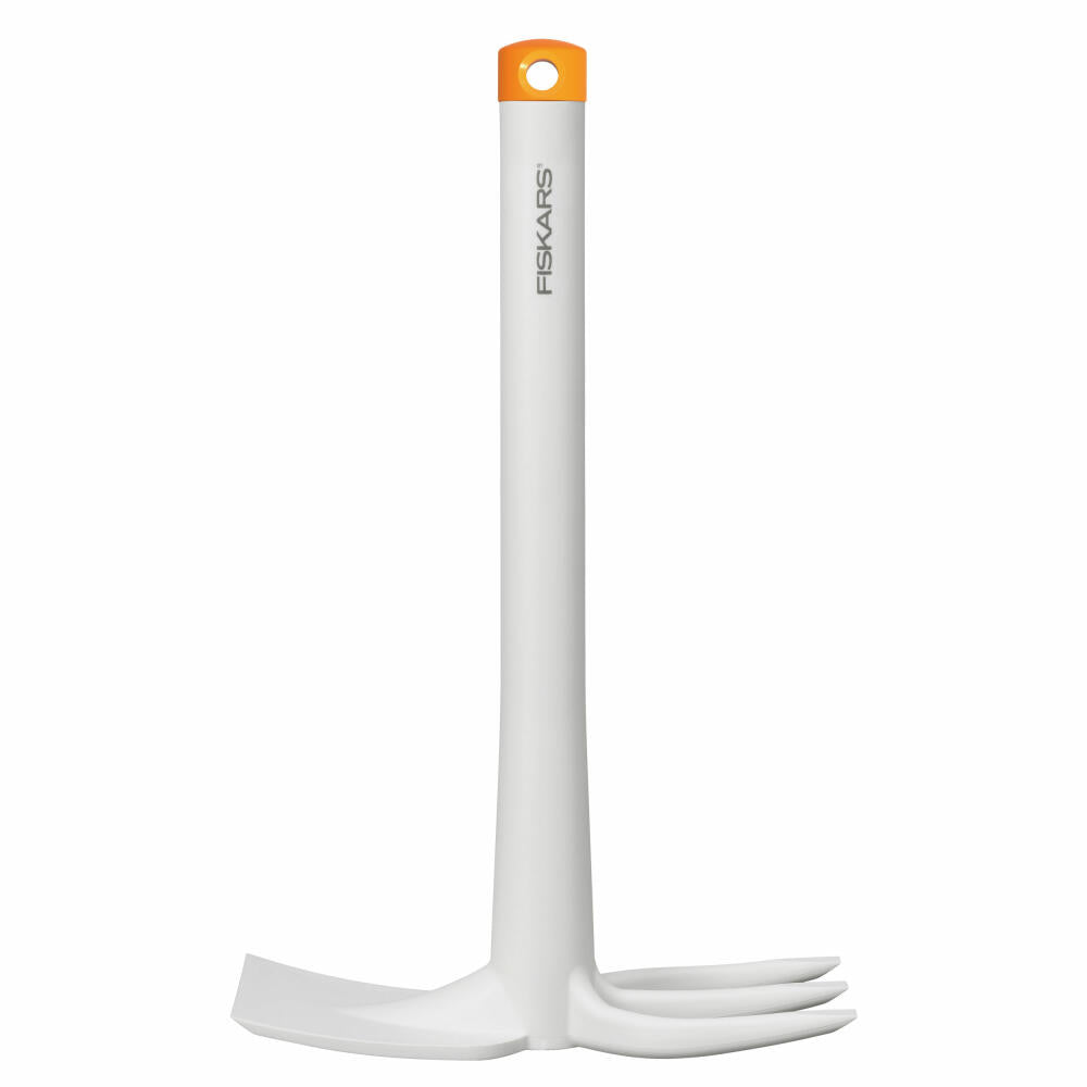 Fiskars Light Kombihacke, Beethacke, Beetkralle, Blumenhacke, Glasfaserverstärkter Kunststoff, Weiß, Orange, 1027035
