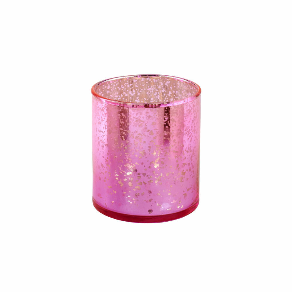 Gift Company Rapsody lantern, tealight holder, candle holder, glass, neon pink, H 9 cm, 1097201008