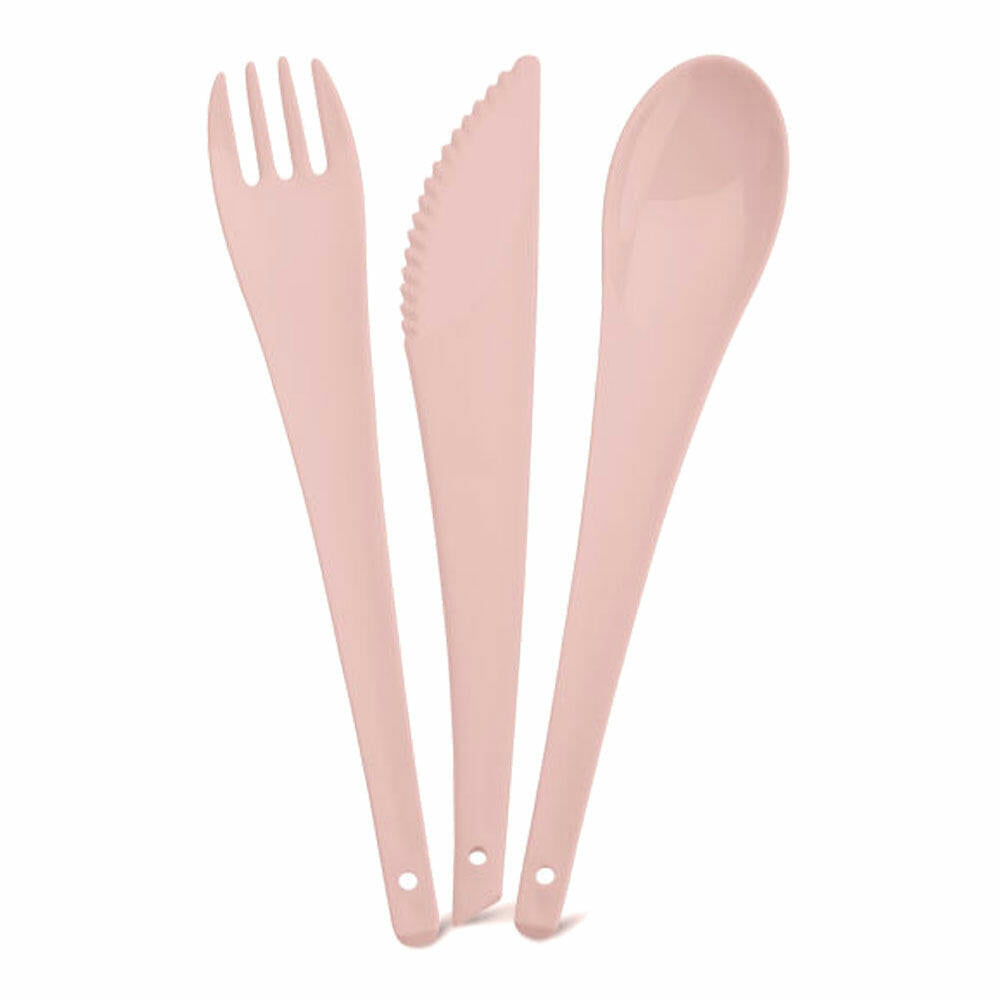 Koziol Rio cutlery set, 3-piece, cutlery set, spoon, fork, knife, plastic, powder pink, 3036638